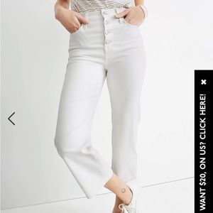Madewell White Slim Wide-Leg Jeans size 26